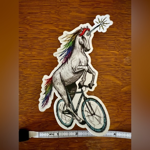 Unicorn Bicycle Sticker with Rainbow Mane - Picture 2 of 3